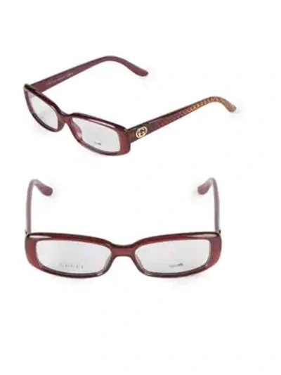 Shop Gucci 52mm Rectangle Optical Glasses In Burgundy