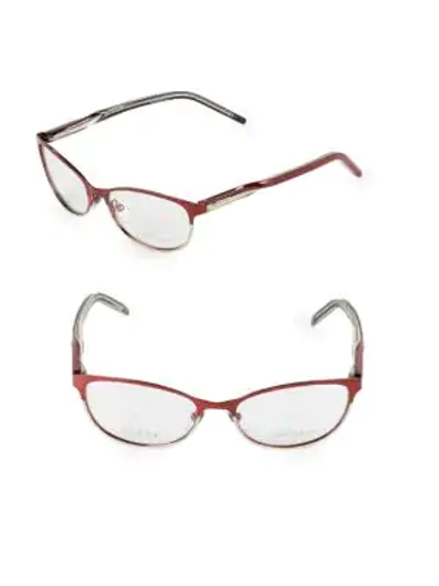 Shop Gucci 53mm Oval Optical Glasses In Shiny Red