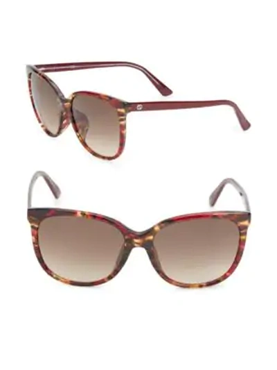 Shop Gucci 58mm, Cat Eye Sunglasses In Red Havana