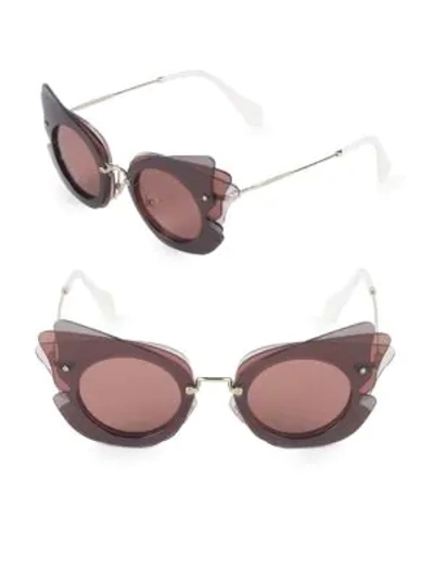 Shop Miu Miu 63mm Round Aviator Sunglasses In Brown Pink