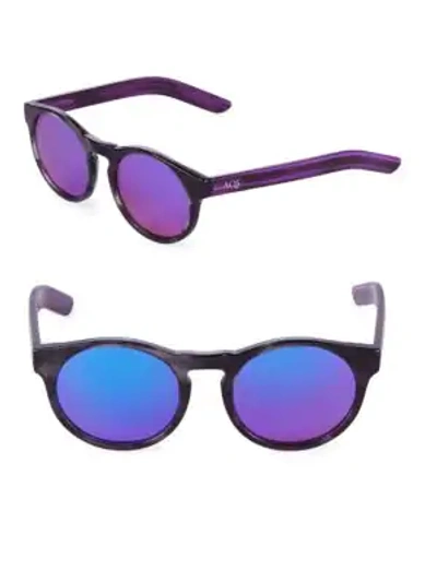 Shop Aqs Women's Mirrored 49mm Round Sunglasses In Grey Purple