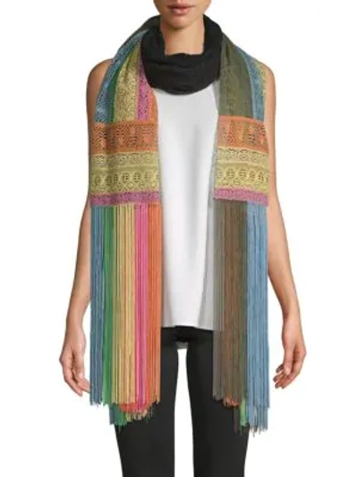 Shop Valentino Multicolored Fringed Scarf