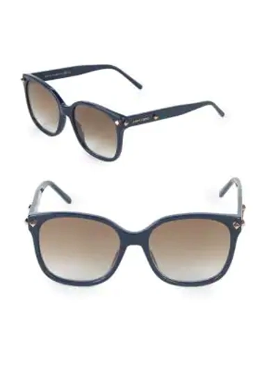 Shop Jimmy Choo Dema 56mm Square Sunglasses In Navy