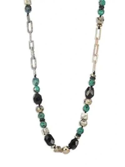 Shop Alexis Bittar Crystal-encrusted Mixed Stone Necklace In Gold Green