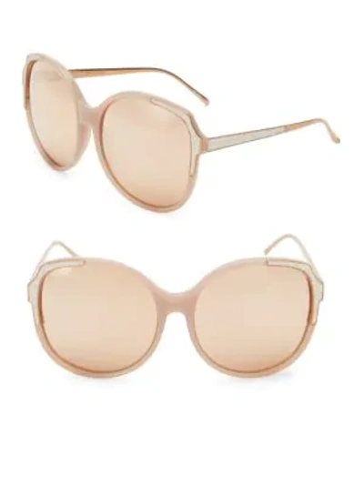 Shop Linda Farrow 62mm Rounded Square Sunglasses In Dusty Rose