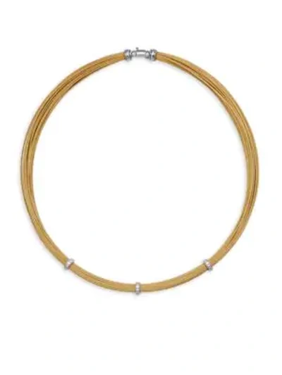Shop Alor Women's Goldtone Stainless Steel, 18k White Gold & Diamond Necklace
