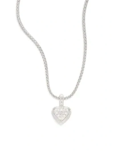 Shop John Hardy Women's White Sapphire & Sterling Silver Small Heart Pendant Necklace