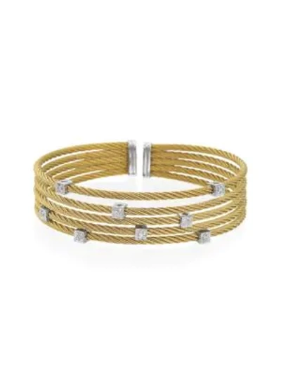 Shop Alor Women's Classique Two Tone Stainless Steel,18k Gold & Diamond Bracelet