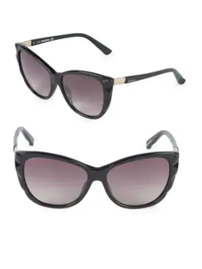 Shop Swarovski 57mm Butterfly Sunglasses In Black