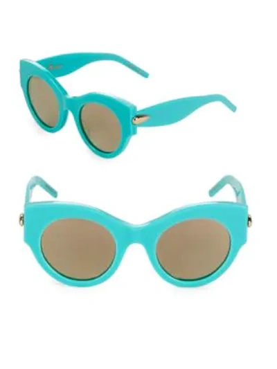 Shop Pomellato 48mm Cat-eye Sunglasses In Turquoise
