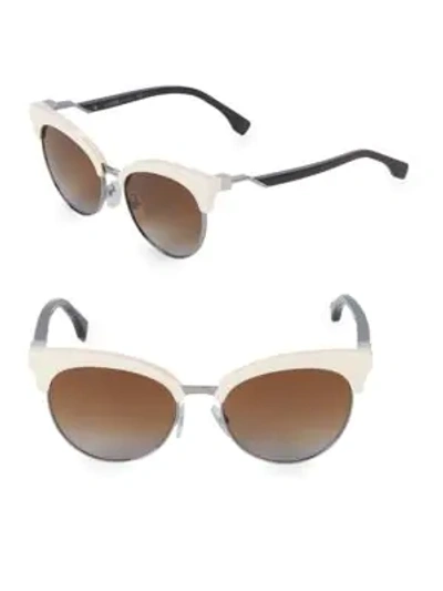 Shop Fendi 55mm Butterfly Sunglasses In Eggshell