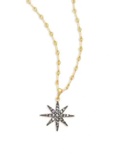 Shop Freida Rothman Classic Cz & 14k Gold-plated Sterling Silver Starburst Pendant Necklace
