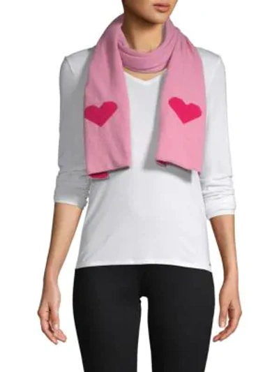 Shop Portolano Wool-blend Heart Scarf In Pink