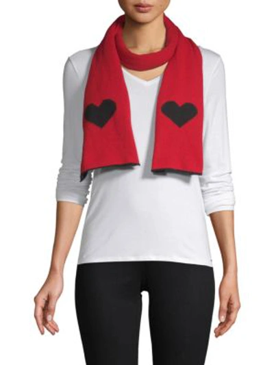 Shop Portolano Wool-blend Heart Scarf In Black Red