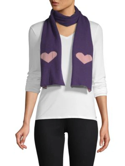 Shop Portolano Wool-blend Heart Scarf In Aubergine