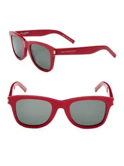 Shop Saint Laurent 50mm Square Sunglasses In Red