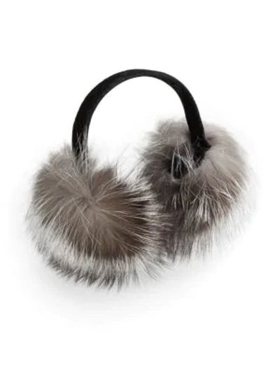 Shop Surell Fox Fur Expandable Earmuffs In Blue Frost