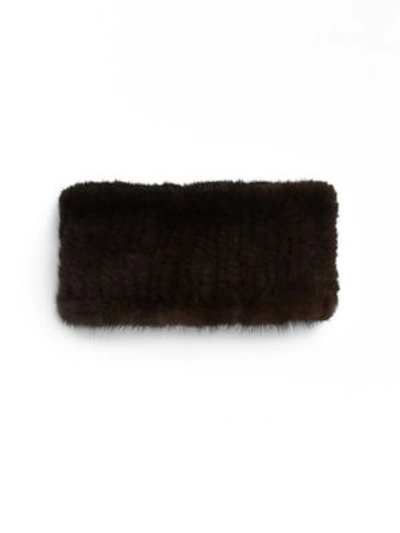 Shop Saks Fifth Avenue Knit Mink Headband In Brown