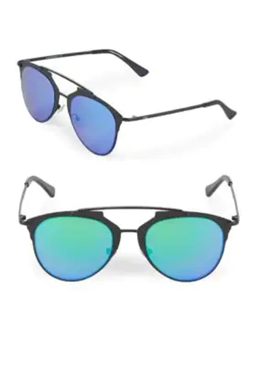 Shop Aqs Women's Mirrored 52mm Aviator Sunglasses In Black Green