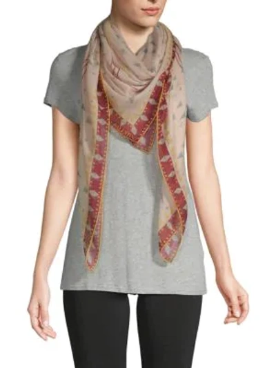 Shop Valentino Geometric-print Shawl In Poudre