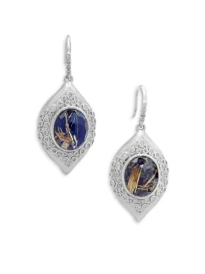 Shop Armenta New World Doublet & Champagne Diamond Marquis Drop Earrings In Lapis