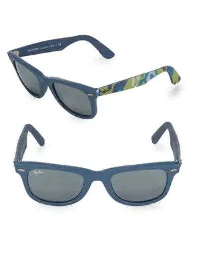 Shop Ray Ban Printed Wayfarer Sunglasses In Blue