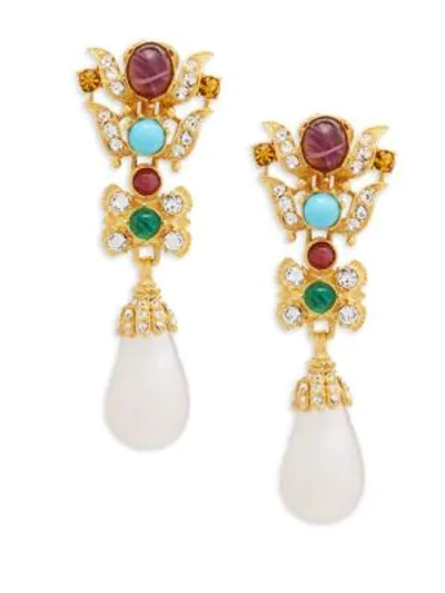 Shop Ben-amun Crystal And Faux Pearl Drop Earrings In Multi