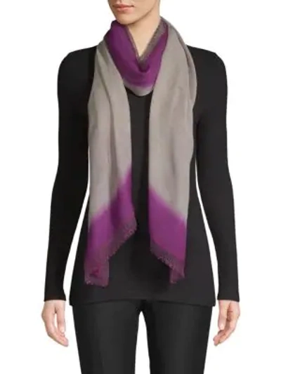 Shop Valentino Silk Wool Scarf In Beige Plum