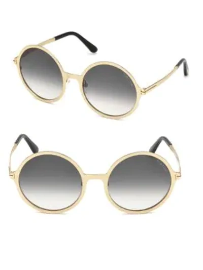 Shop Tom Ford Ava 57mm Round Sunglasses In Blue Black