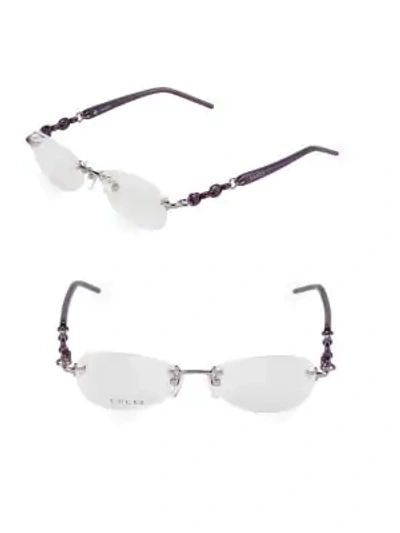 Shop Gucci 51mm Oval Optical Glasses In Violet