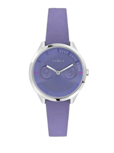 Shop Furla Metropolis Lillac Dial Calfskin Leather Watch In Lilac