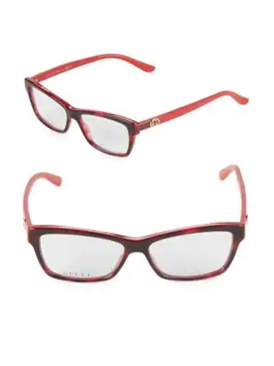 Shop Gucci 52mm Square Optical Glasses In Red