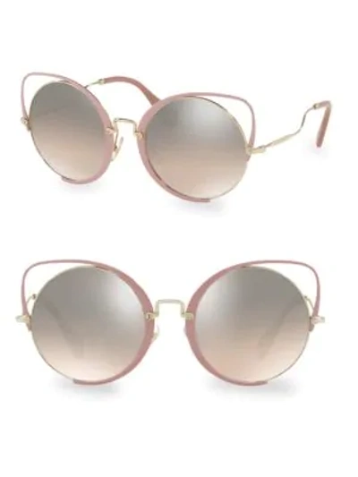 Shop Miu Miu 54mm Round Sunglasses In Pale Gold