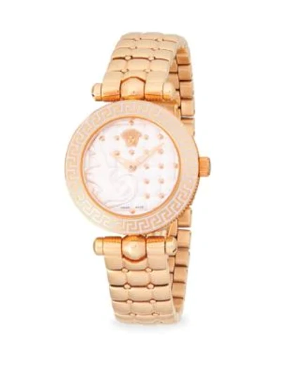 Shop Versace Stainless Steel Bracelet Watch In Rose Gold