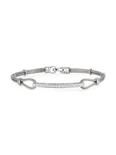 Shop Alor Classique Diamond, Stainless Steel And 18k Gold Bracelet In Silver