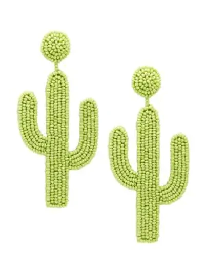 Shop Kenneth Jay Lane Beaded Cactus Drop Earrings In Gold