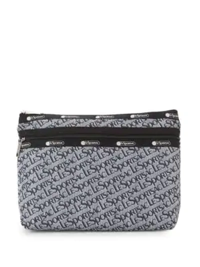 Shop Lesportsac Large Taylor Logo Printed Pouch In Grey