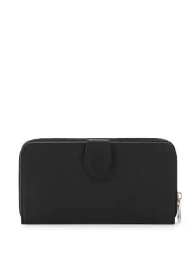 Shop Longchamp Leather Snap Wallet In Black