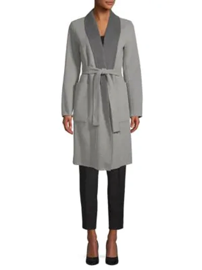 Shop Soia & Kyo Tie-waist Long Coat In Ash