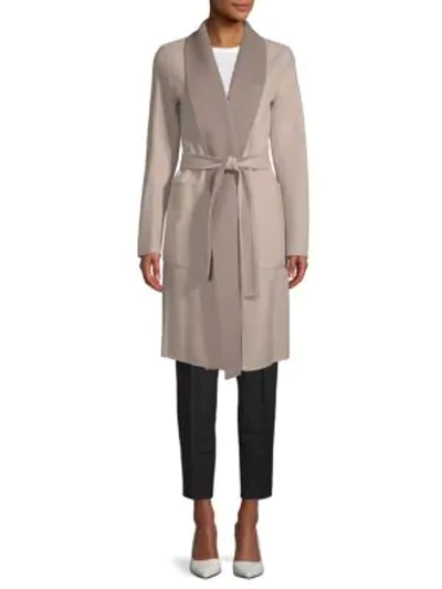 Shop Soia & Kyo Tie-waist Long Coat In Putty