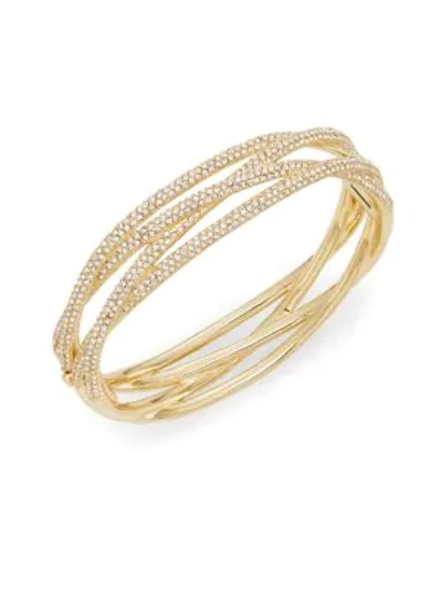 Shop Adriana Orsini Woven Pavé Bangle Bracelet In Gold