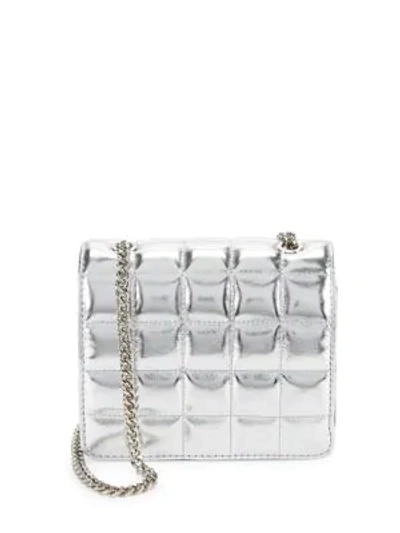 Shop French Connection Laine Quilted Mini Crossbody Bag In Silver