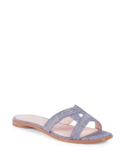 Shop Avec Les Filles Blaye Denim Slide Sandals In Blue