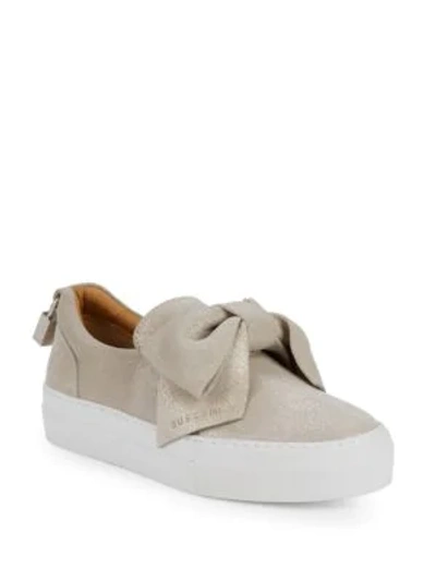 Shop Buscemi Unisex Sparkling Suede Bow Slip-on Sneakers In Grey