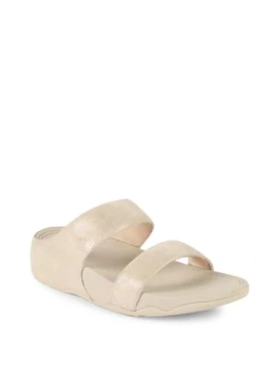 Shop Fitflop Lulu Leather Slides In Stone