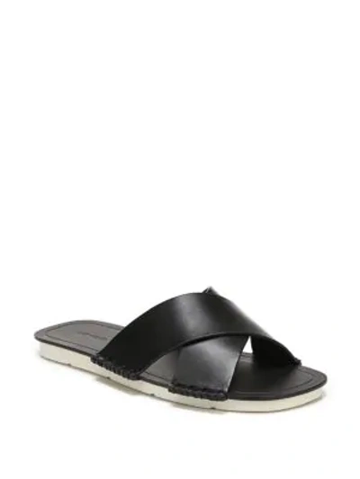 Shop Vince Nico Leather Flat Sandals In Black