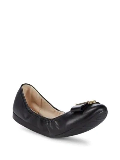 Shop Cole Haan Emory Bow Leather Ballet Flats In Black