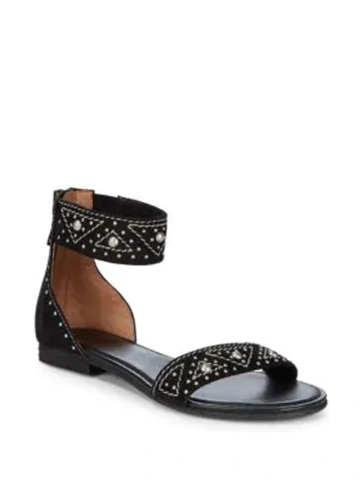 Shop Frye Carson Deco Zip Leather Ankle-strap Sandals In Black