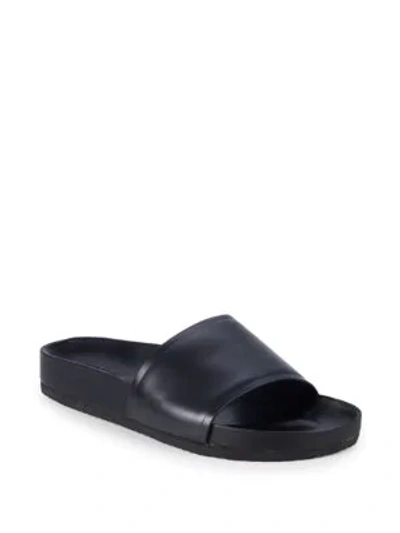 Shop Vince Leather Slide Sandals In Black