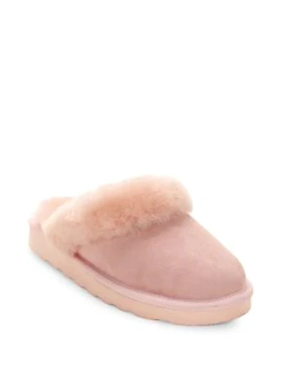 Shop Australia Luxe Collective Dyed Shearling Closed Mule Slippers In Blush